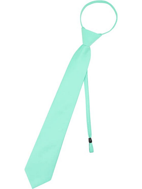 Boys Multi Color Pre Tied Junior Solid Adjustable Zipper Neck Tie - SophiasStyle.com